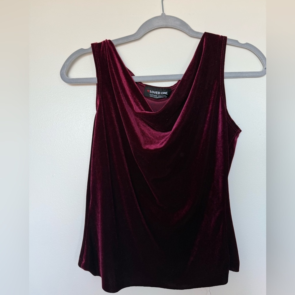Burgundy Velvet Sleeveless Top